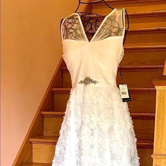 ADRIANNA PAPELL TULLE CHIFFON PETAL GOWN 6 NWT - Picture 6 of 16